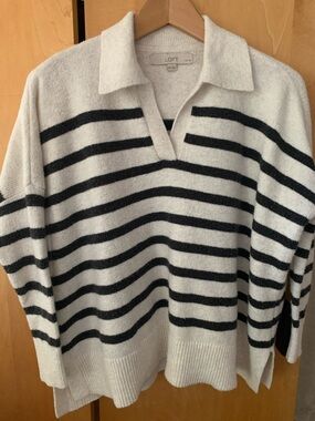 Loft striped collared oversized sweater small petite